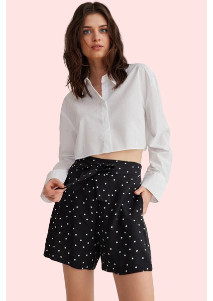 Kadın Şort Dokuma Kumaş Viskoz Leopar Desenli Geniş Paça Yüksek Bel Yaz Aylarının Vazgeçilmezi