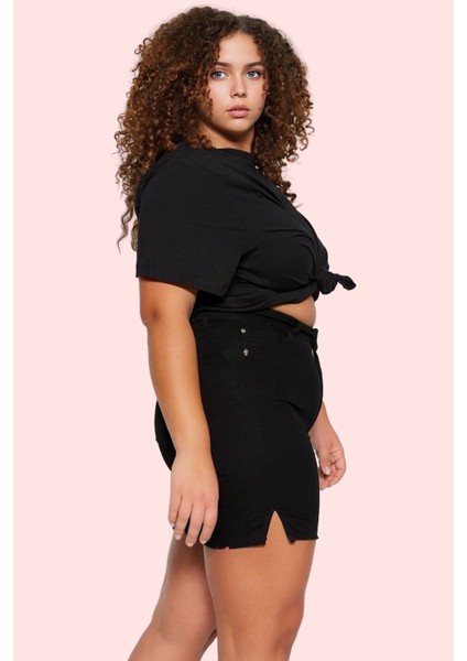 Kadın Yüksek Bel Skinny Denim Şort Düz Desen Esnek Konforlu Yaz Günlük Kullanım Hafta Sonu