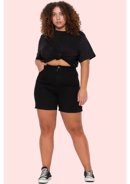 Kadın Yüksek Bel Skinny Denim Şort Düz Desen Esnek Konforlu Yaz Günlük Kullanım Hafta Sonu fiyatları