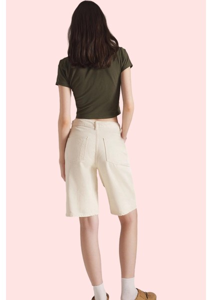 Kadın Yazlık Bermuda Şort Pamuk Normal Bel Geniş Paça Denim Kumaş Günlük Stil Modern Tasarım modelleri