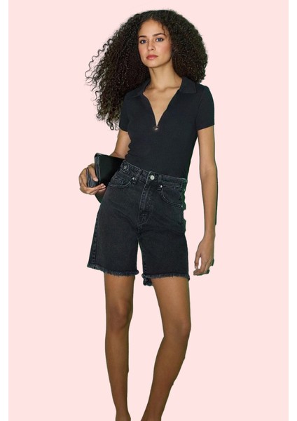 Kadın Yüksek Bel Denim Şort Pamuk City Short Boru Paça Yaz Kombinleri Için Günlük Kullanım fiyatları