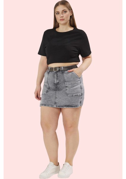 Kadın Büyük Beden Denim Şort Etek; Yüksek Bel Kısa Boy Günlük Stil Yaz Aylarının Vazgeçilmezi fiyatları