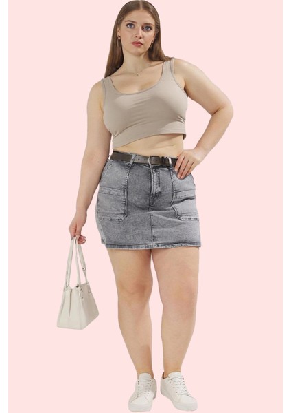 Kadın Büyük Beden Denim Şort Etek; Yüksek Bel Kısa Boy Günlük Stil Yaz Aylarının Vazgeçilmezi fırsatları