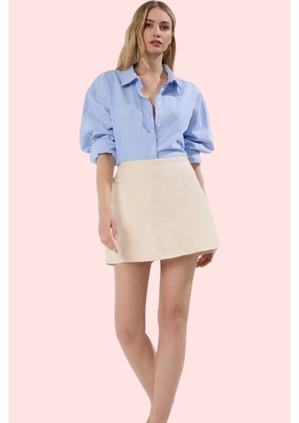 Kadın Yazlık Pamuk Şort Etek Yüksek Bel Boru Paça Düz Desen Günlük Yaz Aylarının Vazgeçilmezi