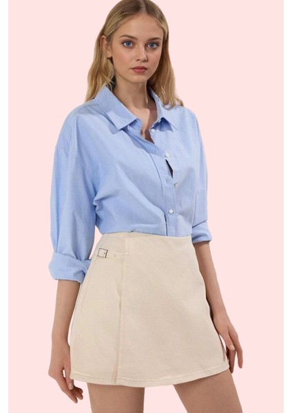 Kadın Yazlık Pamuk Şort Etek Yüksek Bel Boru Paça Düz Desen Günlük Yaz Aylarının Vazgeçilmezi fiyatları