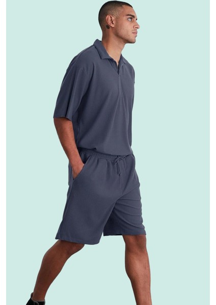 Erkek Kısa Boy Normal Bel Geniş Paça Şort Ottoman Dokuma Polyester Elastan Günlük Hafta Sonu modelleri