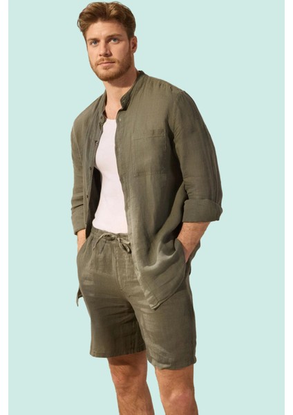 Erkek Yazlık Keten Şort Boru Paça Normal Bel Rahat Kesim Günlük Kullanım Dayanıklı Malzeme fiyatları