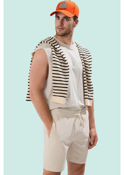 Erkek Örme Şort Boru Paça Normal Bel Yaz Aylarının Rahatlığı Günlük Kullanım Modern Tasarım