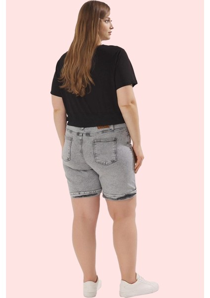 Kadın Denim Regular Şort Yüksek Bel Geniş Paça Günlük Kullanım Hafta Sonu Kaliteli Malzeme