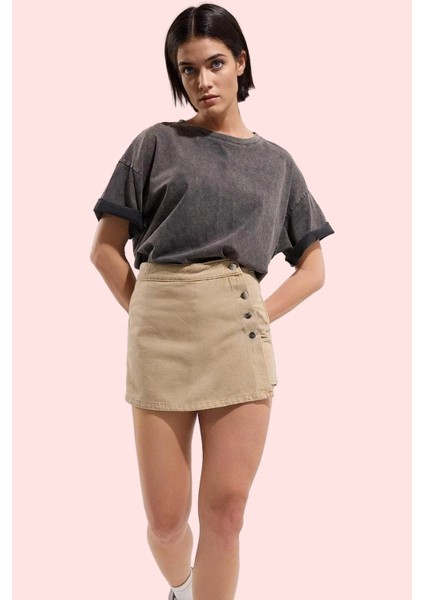 Kadın Kısa Boy Geniş Paça Şort Etek Düz Desen Denim Kumaş Pamuk Yazlık Yaz Aylarının Vazgeçilmezi