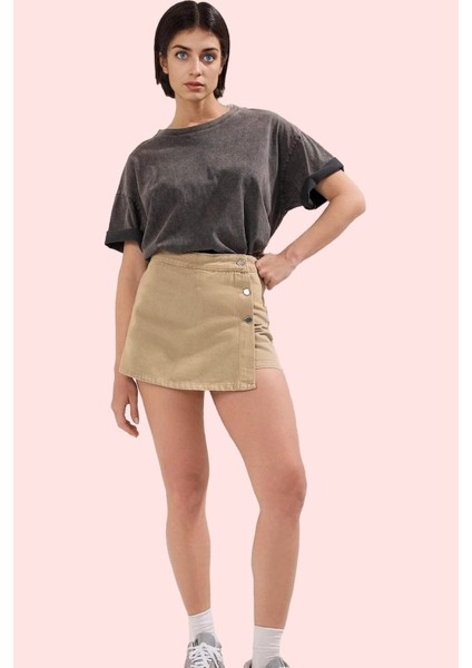 Kadın Kısa Boy Geniş Paça Şort Etek Düz Desen Denim Kumaş Pamuk Yazlık Yaz Aylarının Vazgeçilmezi fiyatları