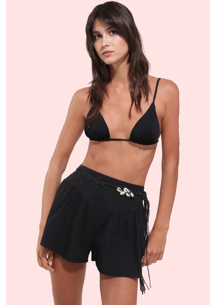 Kadın Yazlık Şort Pamuk Flamlı Dokuma Geniş Paça Plaj Stili Günlük Kullanım Modern Tasarım