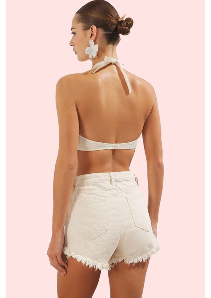 Kadın Relaxed Fit Denim Şort Nakış Detayı Pamuk Yaz Dayanıklı Malzeme Stilin Buluştuğu Yer