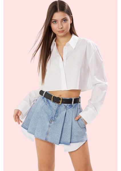 Kadın Slim Fit Denim Şort Etek Pamuk Geniş Paça Günlük Hafta Sonu Yaz Aylarının Vazgeçilmezi