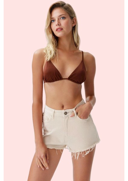 Kadın Yüksek Bel Denim Şort Renk Dar Paça Pamuk Yaz Kombinleri Günlük Kullanım Özel Günler