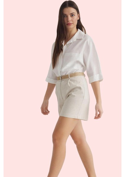 Kadın Kemerli Şort; Rahat Şık ve Pamuk Dokuma Kumaştan Günlük Kullanım Yaz Aylarının Vazgeçilmezi