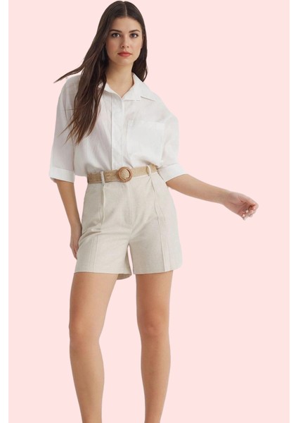 Kadın Kemerli Şort; Rahat Şık ve Pamuk Dokuma Kumaştan Günlük Kullanım Yaz Aylarının Vazgeçilmezi fiyatları