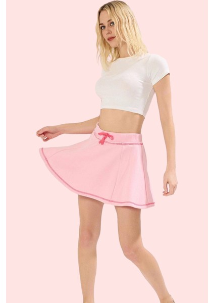 Kadın Yüksek Bel Şort Etek Örme Kumaş Renk Bloklu Yazlık Günlük Kombin Yaz Aylarının Vazgeçilmezi