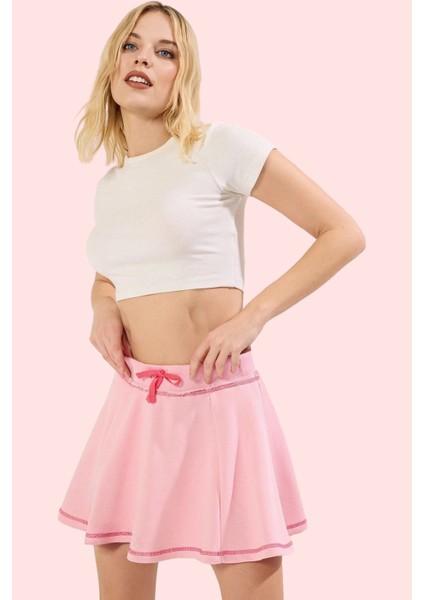 Kadın Yüksek Bel Şort Etek Örme Kumaş Renk Bloklu Yazlık Günlük Kombin Yaz Aylarının Vazgeçilmezi fiyatları