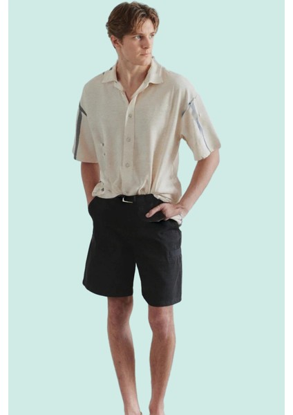 Erkek Straight Fit Kapri Şort; Pamuk Dokuma Gabardin Yüksek Bel Yaz Aylarının Vazgeçilmezi fiyatları