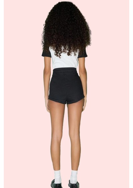 Kadın Dar Paça Denim Mini Şort Yüksek Bel Pamuk Casual Tarz Günlük Kullanım Modern Tasarım