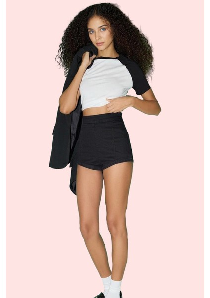 Kadın Dar Paça Denim Mini Şort Yüksek Bel Pamuk Casual Tarz Günlük Kullanım Modern Tasarım fiyatları