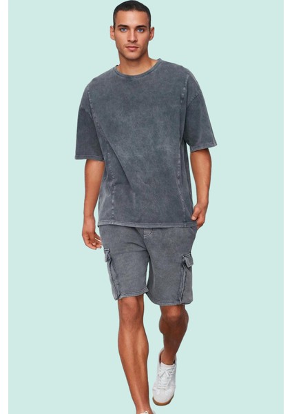 Erkek Yazlık Pamuk Şort Casual Dar Paça Normal Bel Yıkamalı Günlük Kullanım Modern Tasarım
