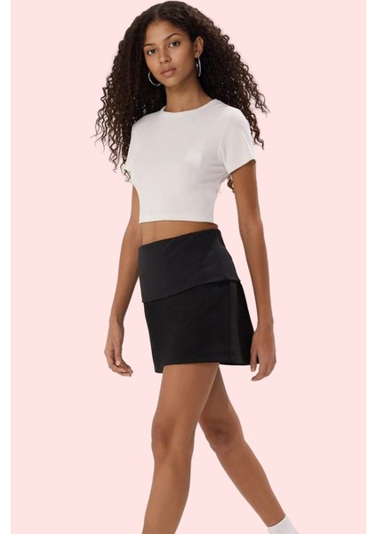 Kadın Kısa Boy Şort Etek Yüksek Bel Dar Paça Dokuma Finike Kumaş Yaz Günlük Kullanım Hafta Sonu