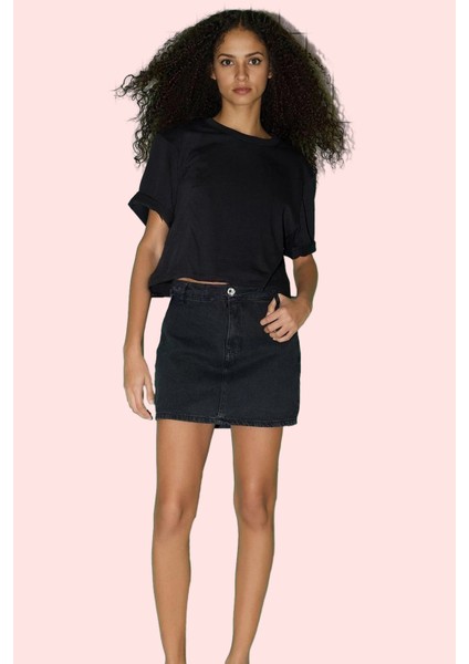 Kadın Denim Şort Etek Yüksek Bel Boru Paça Pamuk Günlük Şıklık Hafta Sonu Kaliteli Malzeme