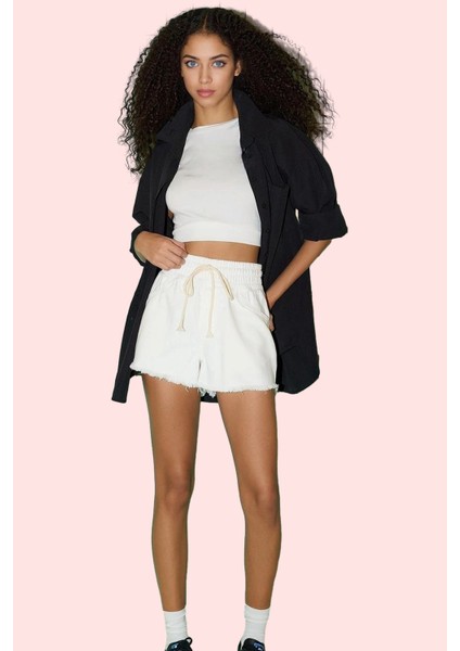 Kadın Pamuk Denim Şort City Short Kalıp Yüksek Bel Yazlık Günlük Yaz Aylarının Vazgeçilmezi fiyatları