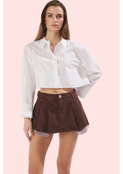 Kadın Kısa Boy Pileli Pamuklu Denim Şort Etek Yaz Kombinleri Için Günlük Kullanım Hafta Sonu fiyatları