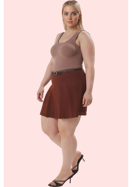 Kadın Büyük Beden Şort Etek Yüksek Bel Kısa Boy Rahat Kesim Iş ve Günlük Dayanıklı Malzeme fırsatları