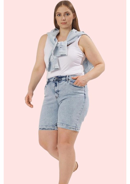 Kadın Denim Şort Yüksek Bel Geniş Paça Rahat Günlük Kombinler Hafta Sonu Dayanıklı Malzeme