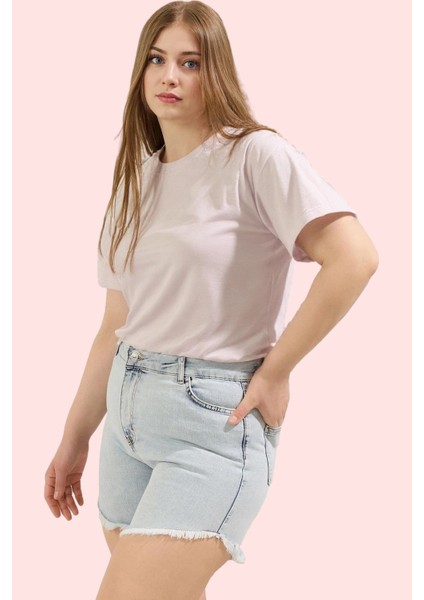 Kadın Yüksek Bel Esnek Pamuklu Denim Şort Buz Mavisi Casual Yaz Kombinleri Günlük Kullanım fiyatları