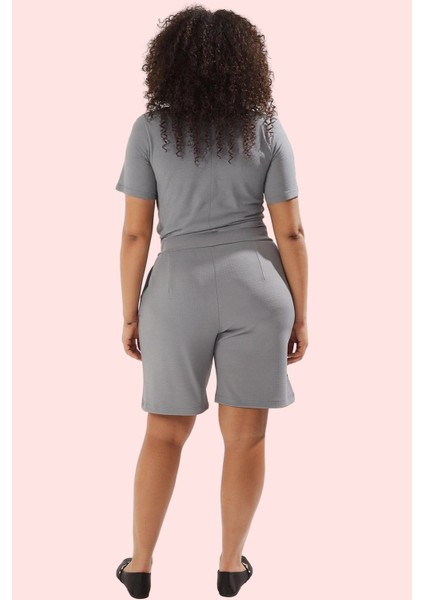 Kadın Boru Paça Örme Şort Polyester Günlük Kullanım Için Rahat Hafta Sonu Kaliteli Malzeme indirimleri