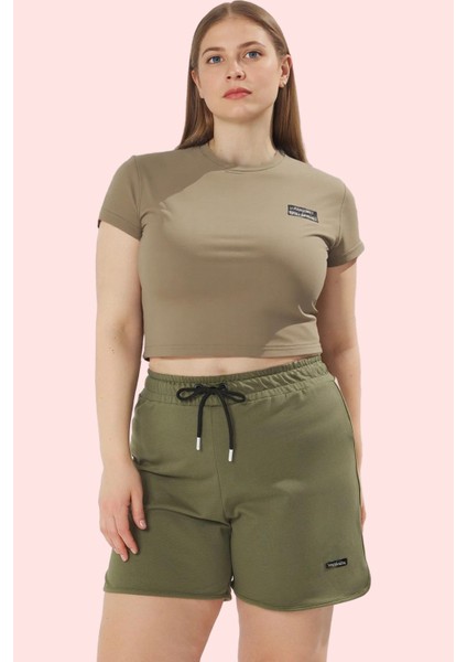 Kadın Pamuklu Örme Şort Büyük Beden Yüksek Bel Casual Stil Günlük Kullanım Kaliteli Malzeme modelleri