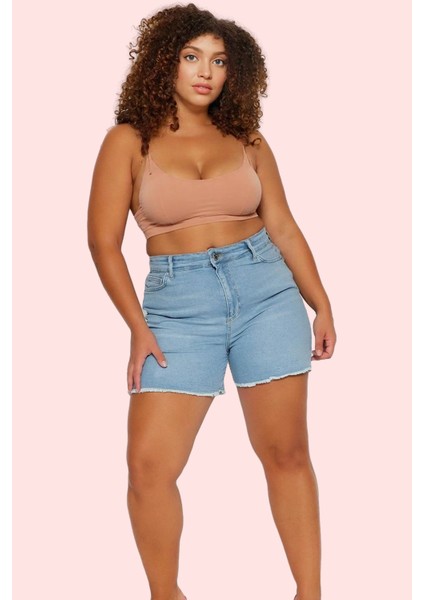 Kadın Denim Şort Yüksek Bel Esnek Kısa Boy Günlük Kullanım Hafta Sonu Yaz Aylarının Vazgeçilmezi fiyatları