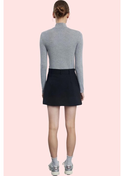 Kadın Yüksek Bel Mini Şort Etek Polyester Elastan Kış Aylarının Vazgeçilmezi Günlük Kullanım modelleri