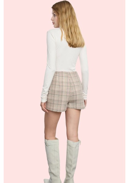 Kadın Pamuklu Tüvit Dokuma Şort Etek Kemer Detayı Casual Tarz Günlük Kullanım Modern Tasarım modelleri