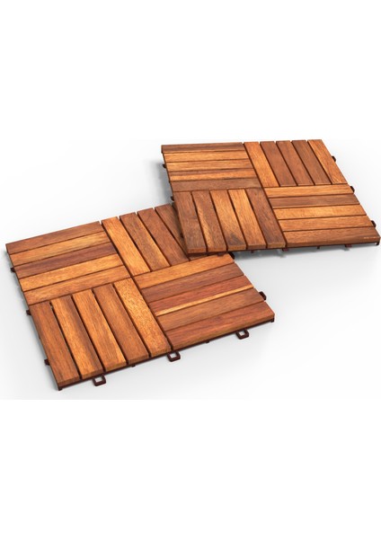 Interbuıld Masif Akasya Zemin Kaplaması 30CM×30CM 10 Adet Karo = 0,9 M2