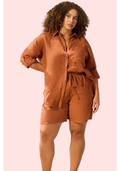 Kadın Keten Geniş Paça Şort Kısa Boy Büyük Beden Rahat Tasarım Günlük Kullanım Özel Günler