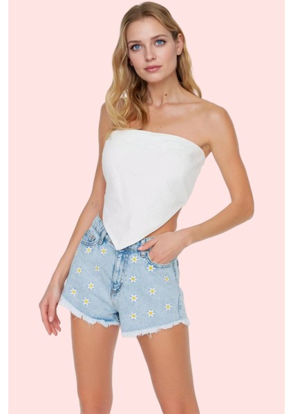Kadın Pamuk Denim Şort Normal Bel Boru Paça Yazlık Günlük Kullanım Yaz Aylarının Vazgeçilmezi