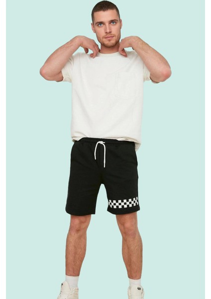 Erkek Yazlık Geometrik Baskılı Şort; Pamuk Polyester Casual Stil Günlük Kombinler Hafta Sonu