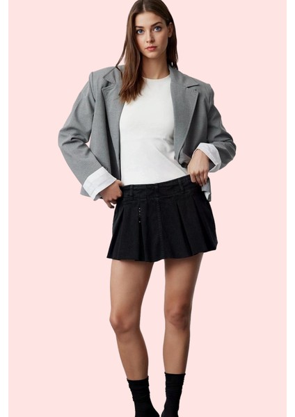 Kadın Denim Şort Etek Pamuk Yüksek Bel Geniş Paça Casual Stil Günlük Kullanım Modern Tasarım