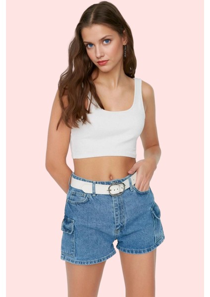 Kadın Denim Yüksek Bel Mini Şort Pamuk City Short Kalıp Günlük Kombinler Dayanıklı Malzeme