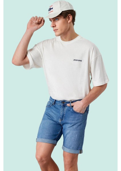 Erkek Günlük Kombinlere Uygun Denim Şort; Slim Fit Dar Paça Pamuk Yaz Aylarının Vazgeçilmezi modelleri