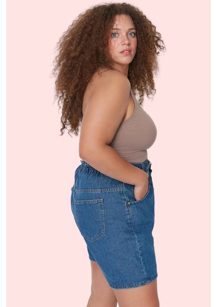 Kadın Pamuklu Denim Şort Beli Lastikli Geniş Paça Yazlık Günlük Kullanım Dayanıklı Malzeme fırsatları