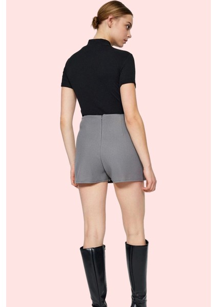 Kadın Cep Detaylı Dokuma Şort Etek Yüksek Bel Smart Casual Yaz Günlük Kullanım Özel Günler modelleri