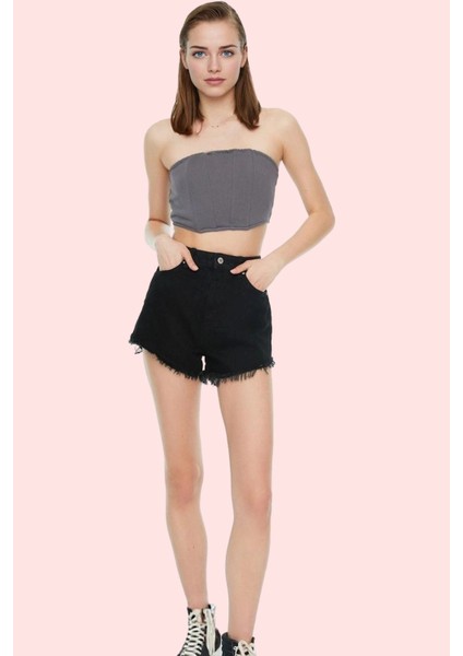 Kadın Denim Mini Şort Pamuk Straight Kalıp Günlük Yaz Kombinleri Hafta Sonu Modern Tasarım