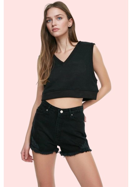 Kadın Denim Şort Yırtık Detaylar Straight Kalıp Pamuk Günlük Hafta Sonu Yaz Aylarının Vazgeçilmezi modelleri